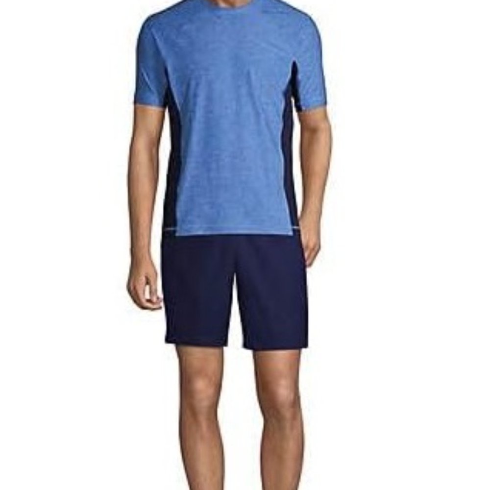 NWT Lands' End Men's Crew Neck Short Sleeve Rash Guard Blue UPF 50 XL $60 FLE209 - Picture 4 of 5